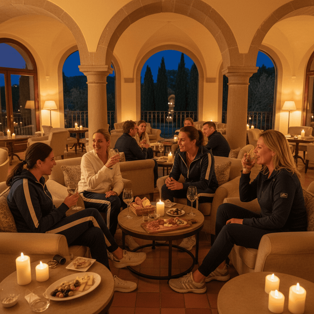 Tour participants enjoying social dinner and group activities